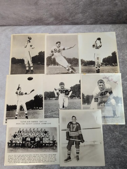 (8) Cleveland Browns & Barons Black & White Photos