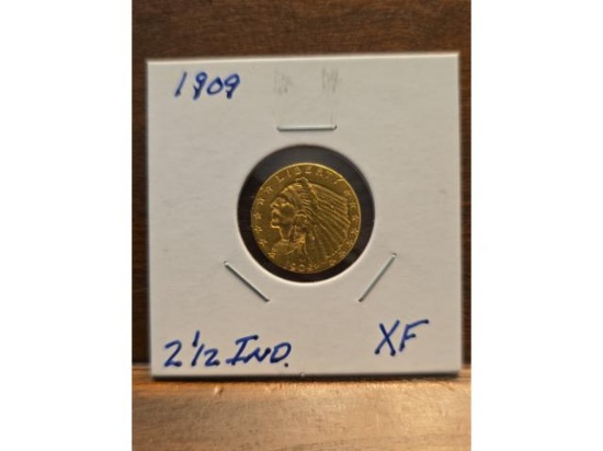 1909 $2.50 INDIAN HEAD GOLD PIECE XF
