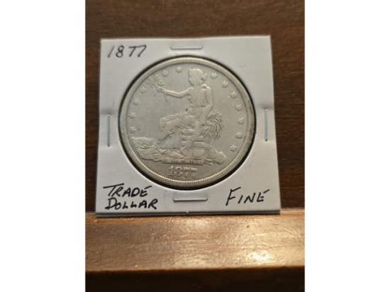 1877 TRADE DOLLAR F