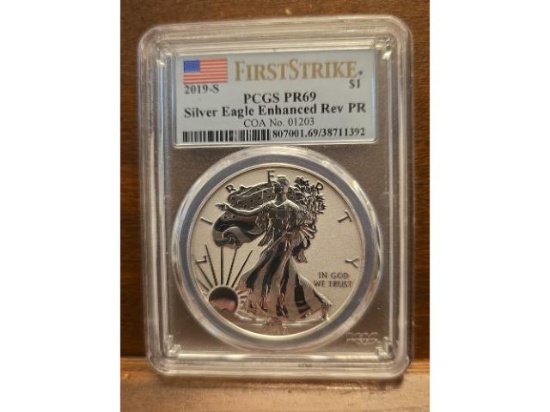 2019S ENHANCED REV. PF SILVER EAGLE PCGS PR69 RARE