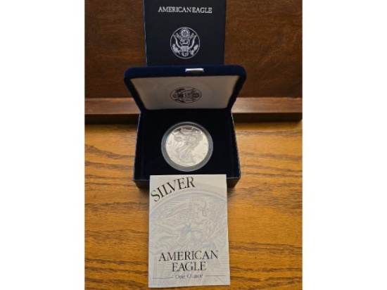 1996 U.S. SILVER EAGLE IN BOX WITH COA PF