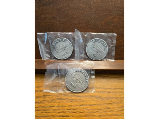 3-1988 SUGARCREEK COMMERCIAL AND SAVINGS BANK 1-OZ. .999 SILVER ROUNDS