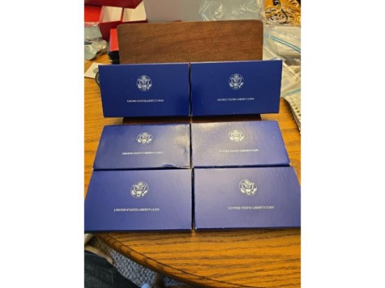 LOT OF 6-1987 STATUE OF LIBERTY SILVER DOLLARS PF