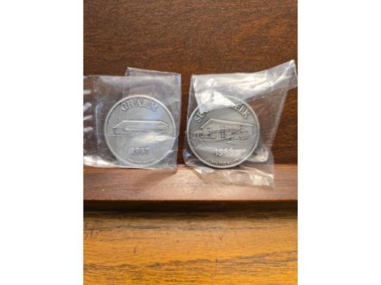 1987 CHARM AND 1988 SUGARCREEK 1-OZ. .999 SILVER ROUNDS