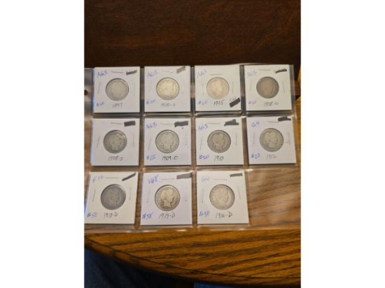LOT OF 11 BARBER QUARTERS