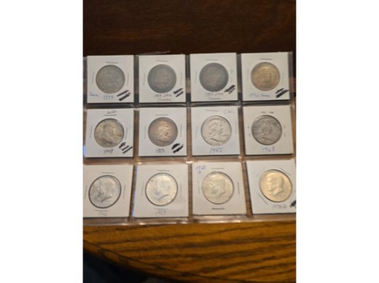 LOT OF 12 U.S. HALVES FRANKLIN, KENNEDY, COMMEMORATIVES