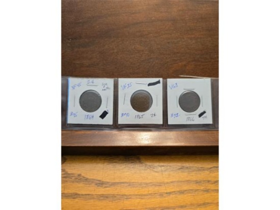 1864,65,66 2-CENT PIECES