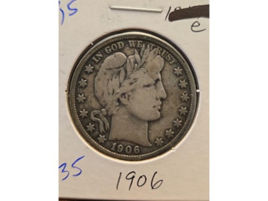 1906 BARBER HALF F+