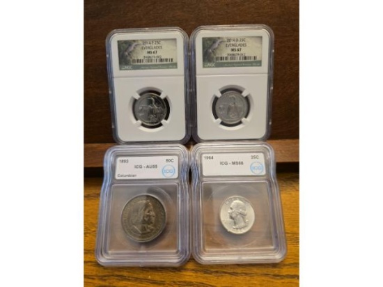 LOT OF 4 SLABBED COINS