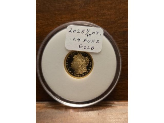 2025 COOK ISLANDS 1/10TH. OZ. .24 PURE GOLD COIN COPY ON REV