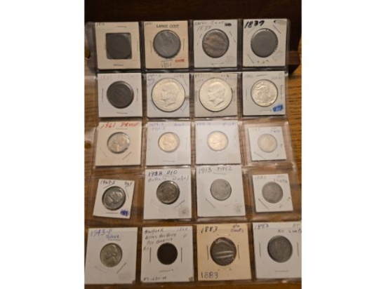 LOT OF 20 COINS INCLUDING 5 LARGE CENTS