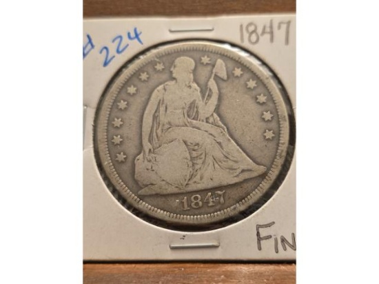 1847 SEATED DOLLAR VG