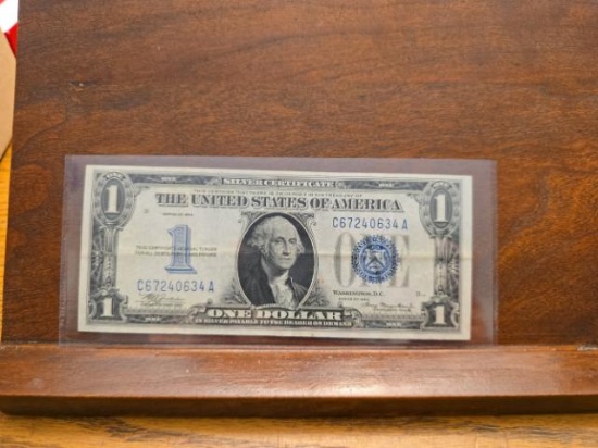 1934 $1. FUNNY BACK SILVER CERTIFICATE SERIAL # C67240634A XF+