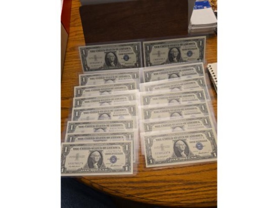 LOT OF 15-1957 $1. SILVER CERTIFICATES UNC NICE LOT