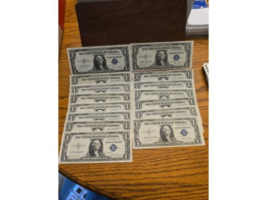 LOT OF 15-1935 $1. SILVER CERTIFICATES NICE LOT AU-UNC