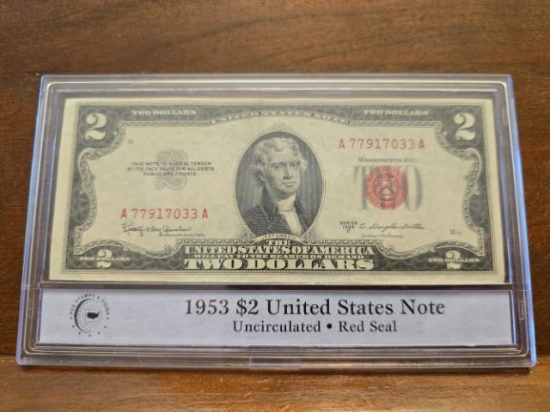 1953C $2. RED SEAL NOTE PCS UNC SERIAL # A77917033A