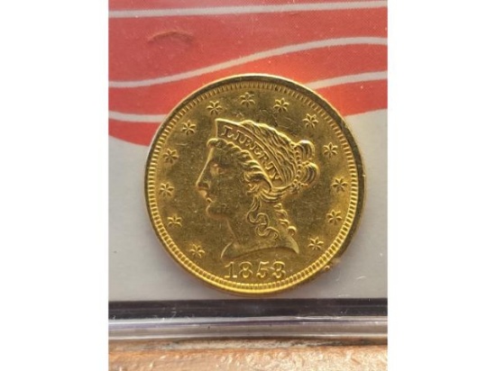 1853 $2.50 LIBERTY HEAD GOLD PIECE BU
