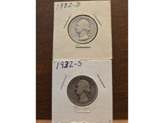 1932D, 1932S WASHINGTON QUARTERS VG