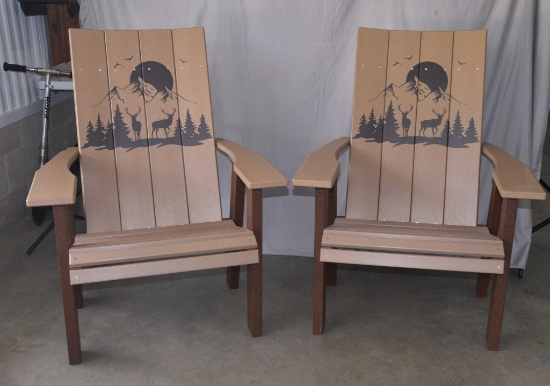 2 Deer Scene Poly Chairs