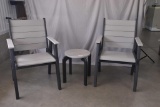 2 Poly Chairs and End Table