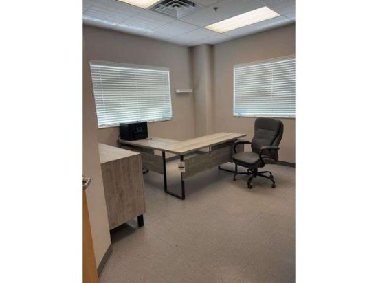 Contents of office #4- desk, cabinets, chair, printer