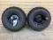 (2) CARLISLE STRYKER TIRES MOUNTED ON BLOCK STEEL WHEELS