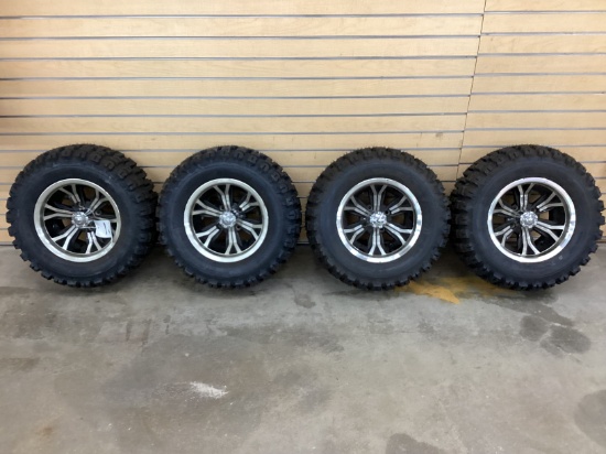 (4) 23X10.5-12 KENDA TERRA TRAC TIRES ON ALUMINUM WHEELS