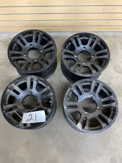 (4) 14X8 BLACK ALUMINUM ARCTIC CAT WHEELS