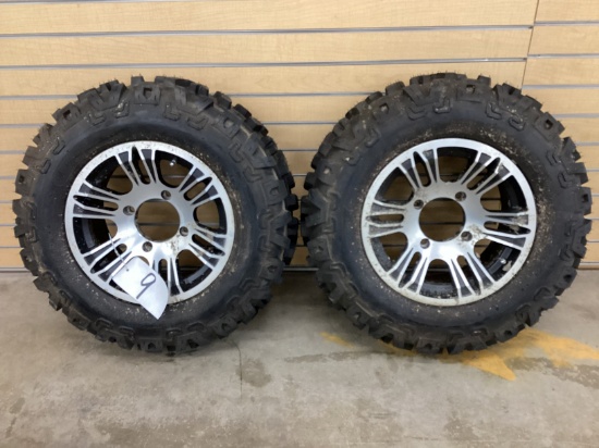 (2) KENDA K585 26X9X14 TIRES ON ALUMINUM WHEELS