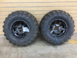 (2) 25X11-12 KENDA K590 TIRES ON BLACK ALUMINUM WHEELS