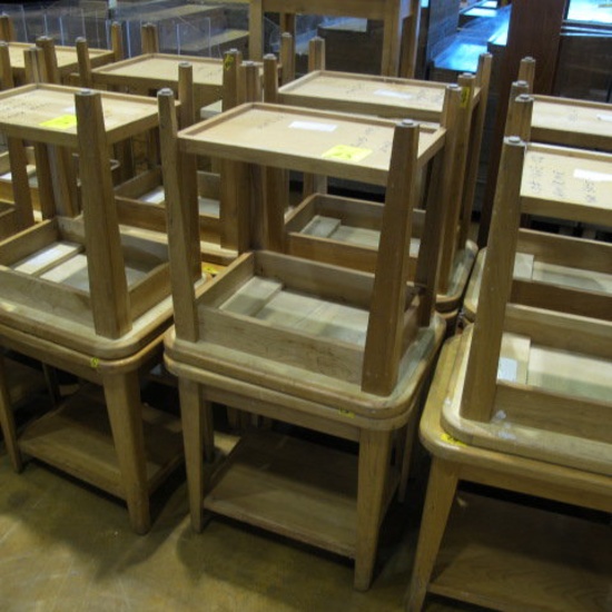 wooden tables