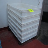 stack of produce bins on cart