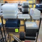 contents of entire rack- aluminum & plastic trays & lids, plastic wrap