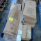 pallet of new plastic lobby dust pans, new broom kit, broom handles, etc