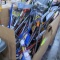 crate of new cleaning implements