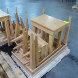 pallet of assorted oak veneer tables