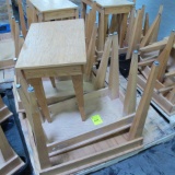 pallet of assorted oak veneer tables