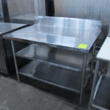 stainless table w/ backsplash & 2) undershelves