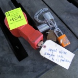 trailer kingpin lock, w/ 4) keyed alike padlocks