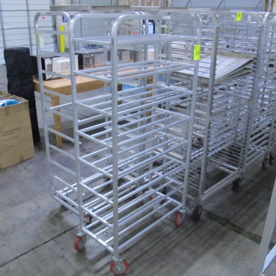 aluminum tray rack, on casters