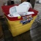 2) plastic crates full of Rubbermaid bulk bins