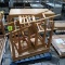 pallet of wooden tables & 2) bar height chairs