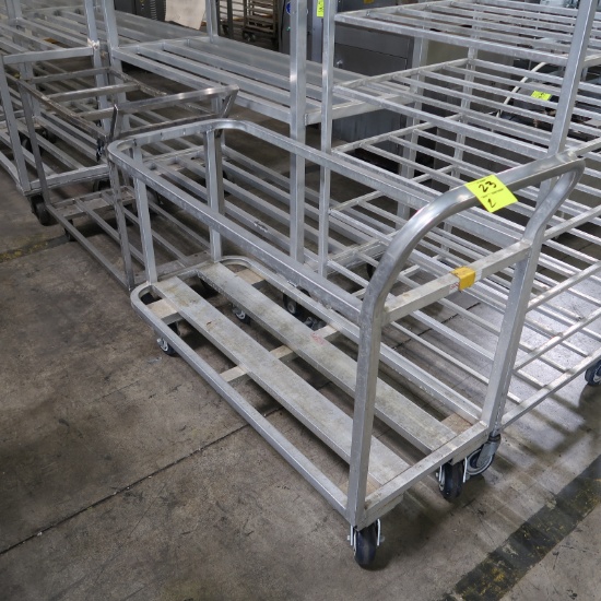 stocking cart frames, missing tops, 1) stainless & 1) aluminum