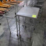 wire shelving units, on casters, one w/ stainless top