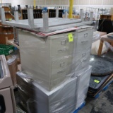 4) 2-drawer file cabinets, legal size & 2) aluminum dunnage racks