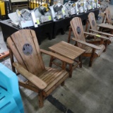 2) wooden adirondack chairs w/ matching table