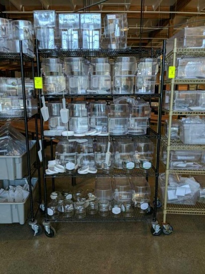 5 tier metro rack with bulk bins and jars