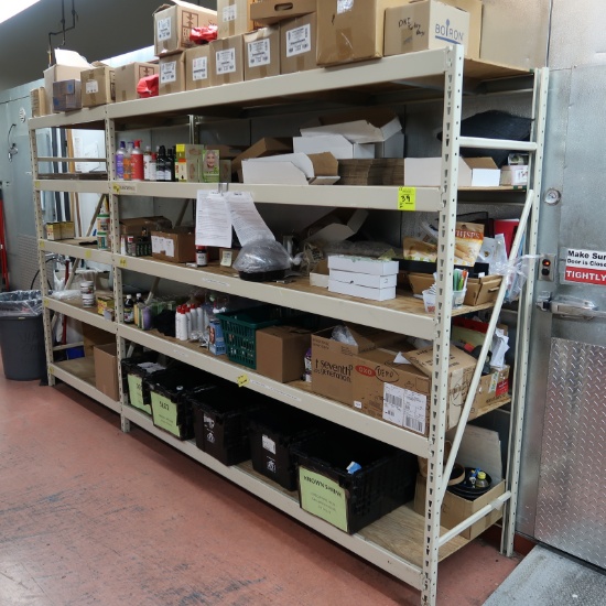warehouse shelving, 2) sections