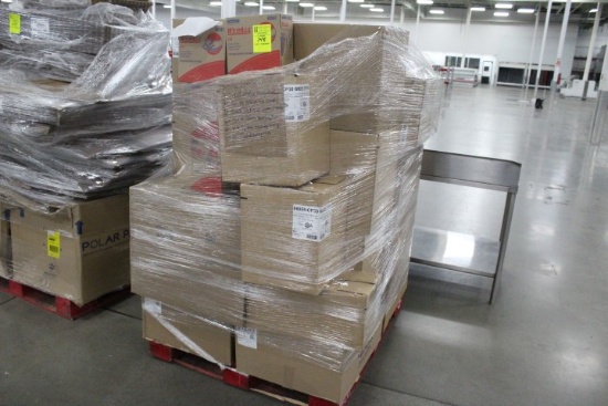 Pallet Of Food Service Items. Pie Boxes, Serving Trays, Bakery Flutes, More