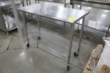 4ft Stainless Table On Casters. 50x24x39
